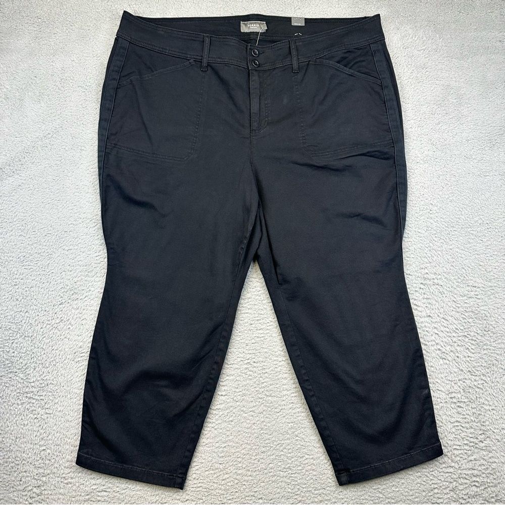 Torrid Crop Aviator Pants‎ Womens 26 Black Skinny Stretch Twill Mid Rise NEW